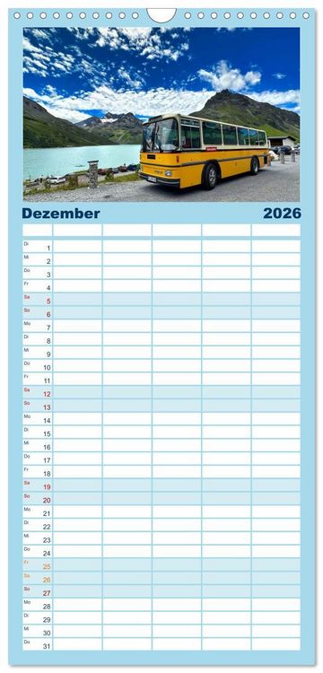 Produktbild: Familienplaner 2026 - Omnibusse im Fokus mit 5 Spalten (Wandkalender, 21 x 45 cm) CALVENDO