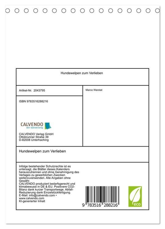 Produktbild: Hundewelpen zum Verlieben (Tischkalender 2026 DIN A5 hoch), CALVENDO Monatskalender