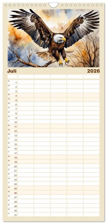 Produktbild: Familienplaner 2026 - Wei&szlig;kopfseeadler - Majest&auml;tische V&ouml;gel mit 5 Spalten (Wandkalender, 21 x 45 cm) CALVENDO