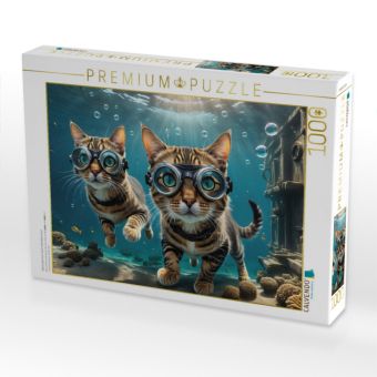 Produktbild: CALVENDO Puzzle Katzenp&auml;rchen beim Wracktauchen | 1000 Teile Lege-Gr&ouml;&szlig;e 64x48cm Foto-Puzzle f&uuml;r gl&uuml;ckliche Stunden