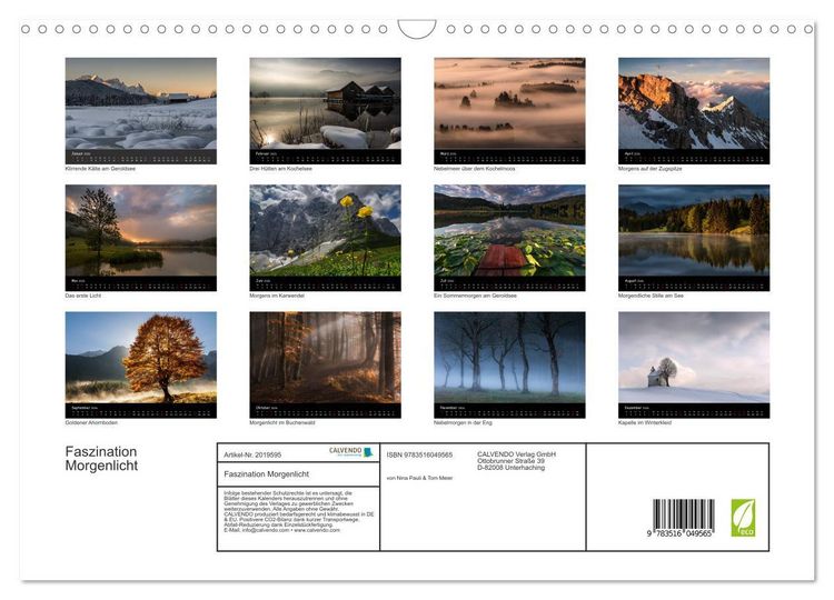 Produktbild: Faszination Morgenlicht (Wandkalender 2026 DIN A3 quer), CALVENDO Monatskalender