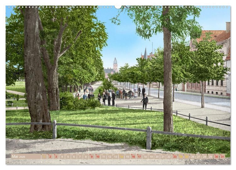 Produktbild: Aschersleben zur Kaiserzeit in Farbe &ndash; Kolorierte Schwarzwei&szlig;fotografien (hochwertiger Premium Wandkalender 2026 DIN A2 quer), Kunstdruck in Hochglanz