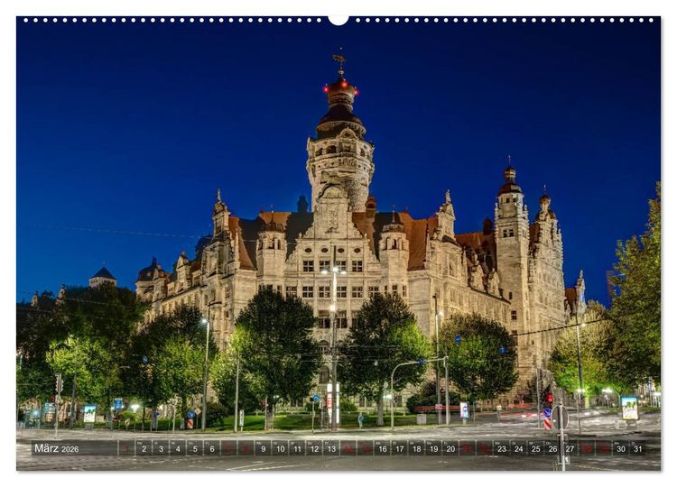 Produktbild: Nachts in Leipzig (Wandkalender 2026 DIN A2 quer), CALVENDO Monatskalender
