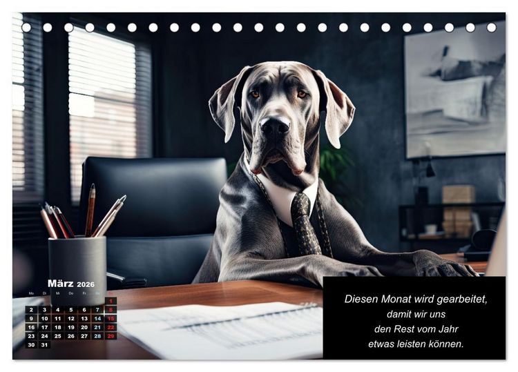 Produktbild: Der humoristische Dogge Kalender (Tischkalender 2026 DIN A5 quer), CALVENDO Monatskalender