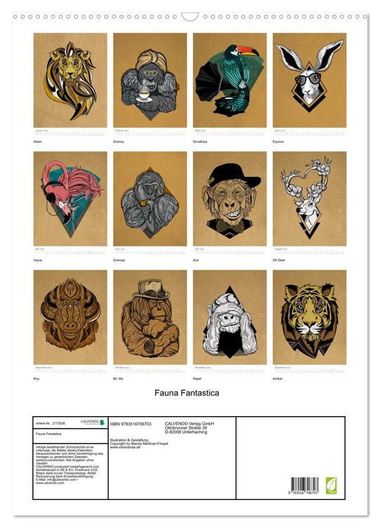 Produktbild: Fauna Fantastica (Wandkalender 2026 DIN A2 hoch), CALVENDO Monatskalender