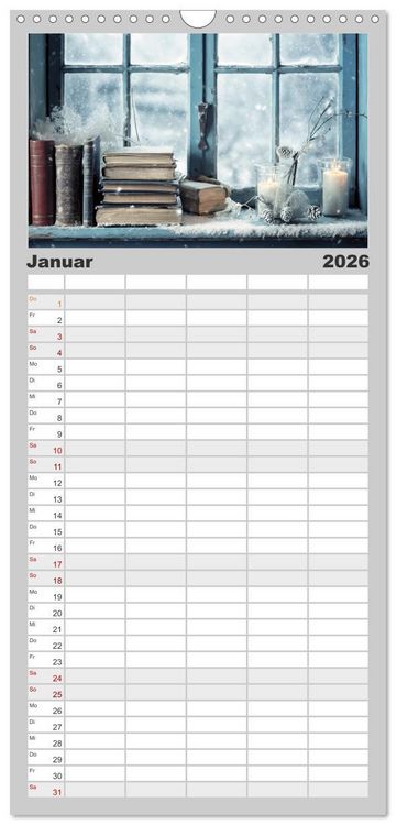 Produktbild: Familienplaner 2026 - B&uuml;cherzauber mit 5 Spalten (Wandkalender, 21 x 45 cm) CALVENDO