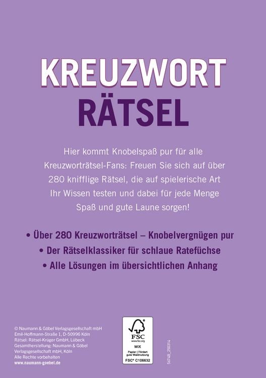Produktbild: Kreuzwortr&auml;tsel &bull; Band 6 I &Uuml;ber 280 R&auml;tsel f&uuml;r Erwachsene
