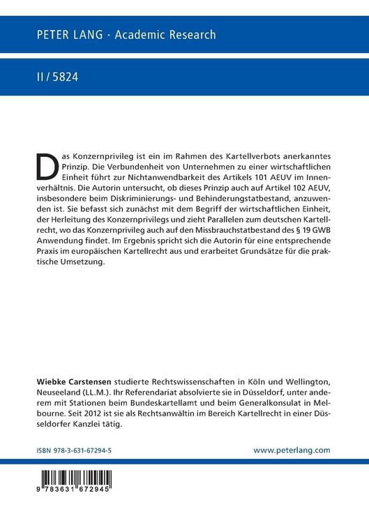 Produktbild: Die Anwendbarkeit des Konzernprivilegs im Rahmen von Art. 102 AEUV