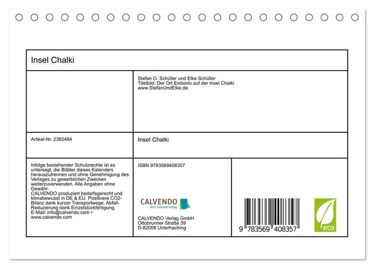 Produktbild: Insel Chalki (Tischkalender 2027 DIN A5 quer), CALVENDO Monatskalender