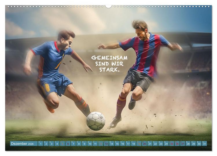 Produktbild: Fu&szlig;ball und tolle Spr&uuml;che (hochwertiger Premium Wandkalender 2026 DIN A2 quer), Kunstdruck in Hochglanz