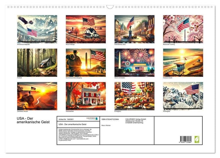 Produktbild: USA - Der amerikanische Geist (Wandkalender 2026 DIN A2 quer), CALVENDO Monatskalender