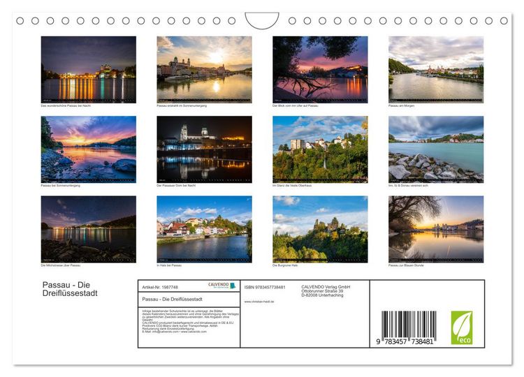 Produktbild: Passau - Die Dreifl&uuml;ssestadt (Wandkalender 2026 DIN A4 quer), CALVENDO Monatskalender