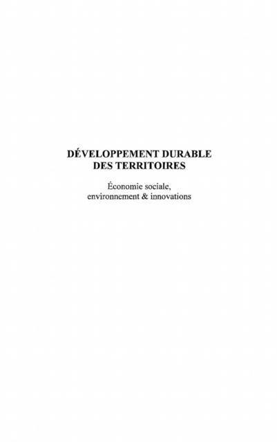 Produktbild: Developpement durable des territoires
