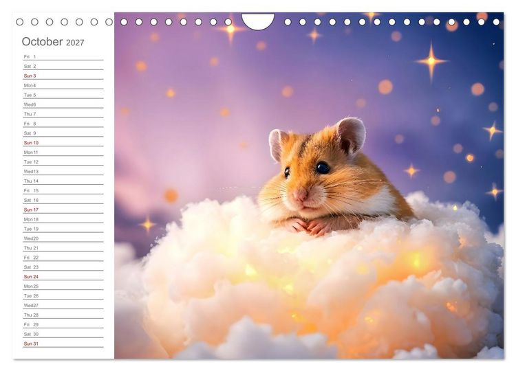 Produktbild: Hamster's Bedtime Calendar - Twelve magical dream worlds (Wall Calendar 2027 DIN A4 landscape), CALVENDO 12 Month Wall Calendar
