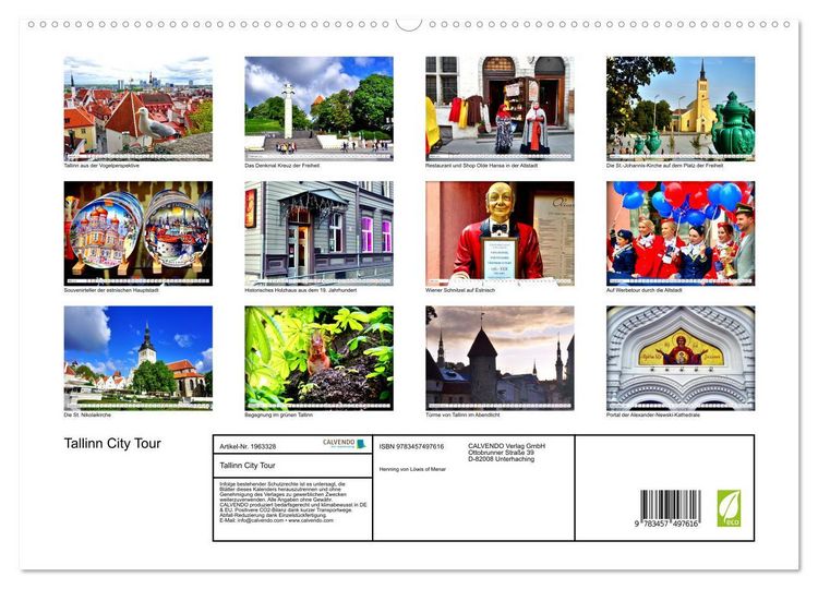 Produktbild: Tallinn City Tour (hochwertiger Premium Wandkalender 2026 DIN A2 quer), Kunstdruck in Hochglanz