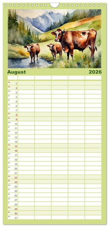 Produktbild: Familienplaner 2026 - Sehnsucht Berge mit 5 Spalten (Wandkalender, 21 x 45 cm) CALVENDO