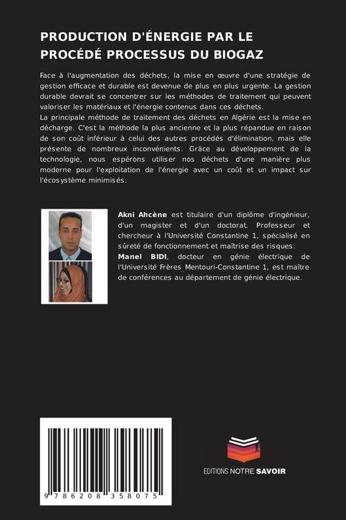 Produktbild: Production D'&eacute;nergie Par Le Proc&eacute;d&eacute; Processus Du Biogaz