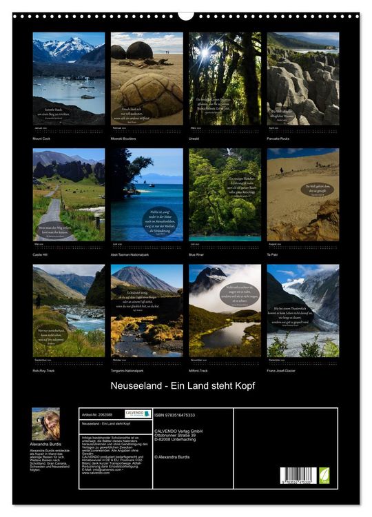Produktbild: Neuseeland - Ein Land steht Kopf (Wandkalender 2026 DIN A2 hoch), CALVENDO Monatskalender