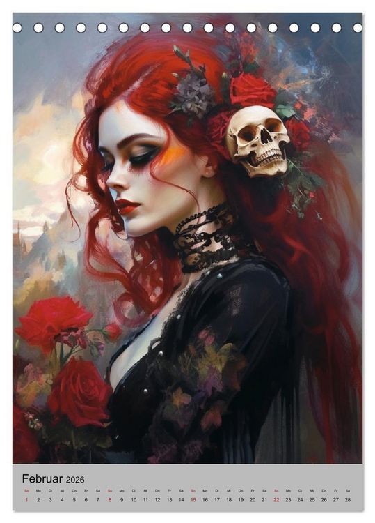 Produktbild: Gothic-Queens. Schaurig-sch&ouml;n im Renaissance-Stil (Tischkalender 2026 DIN A5 hoch), CALVENDO Monatskalender