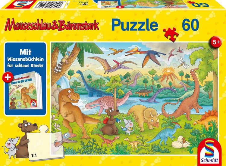 Produktbild: Schmidt Spiele - Reise in die Urzeit, 60 Teile, mit Add-on, Wissensbüchlein