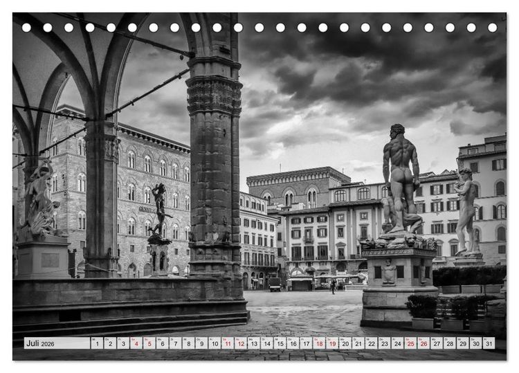 Produktbild: FLORENZ Monochrome Impressionen (Tischkalender 2026 DIN A5 quer), CALVENDO Monatskalender
