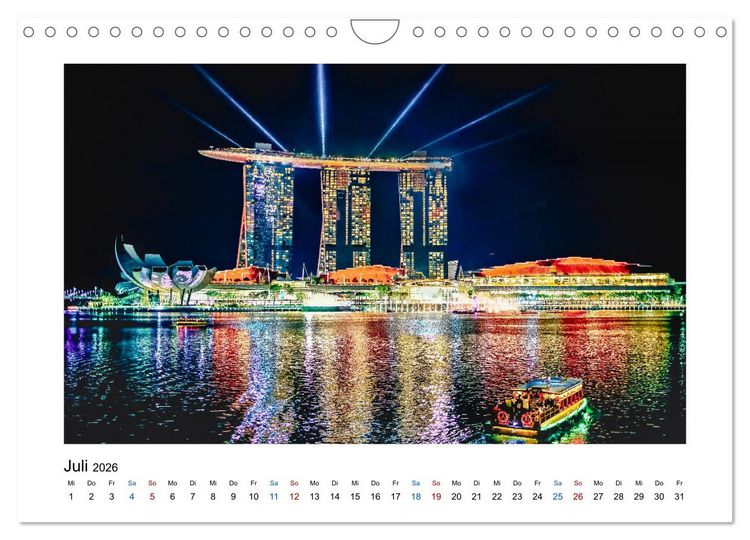 Produktbild: Singapur - Asiatische Metropole bei Nacht (Wandkalender 2026 DIN A4 quer), CALVENDO Monatskalender
