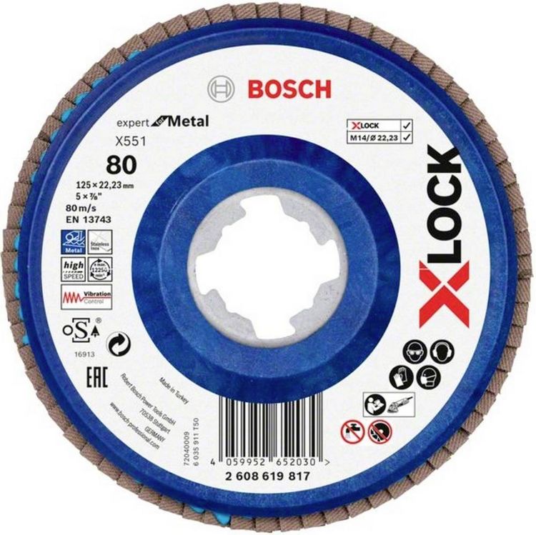 Produktbild: Bosch Accessories 2608619817 X551 F&auml;cherschleifscheibe Durchmesser 125 mm Bohrungs-&Oslash; 22.23 mm K&ouml;rnung (num) 80 1 St.