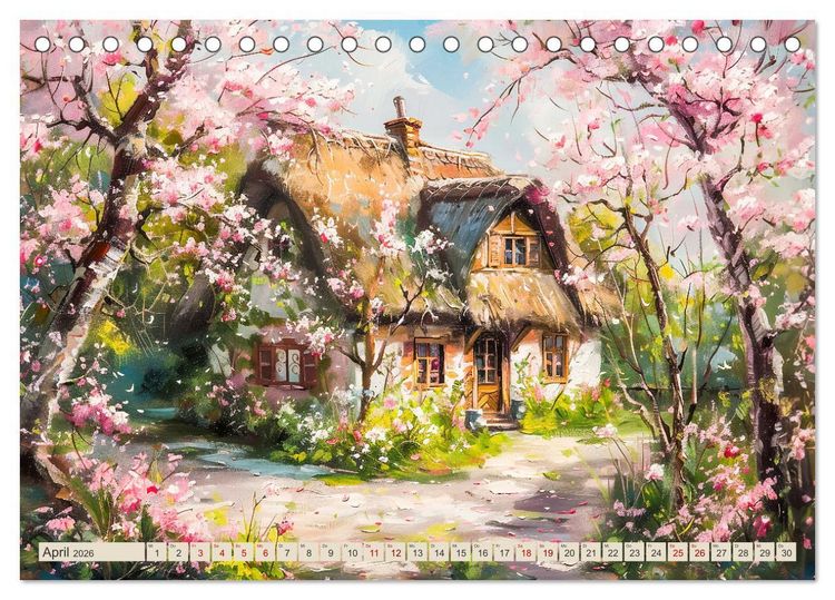 Produktbild: Kleine Cottages - Romantische Fantasieh&auml;uschen (Tischkalender 2026 DIN A5 quer), CALVENDO Monatskalender