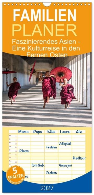 Produktbild: Familienplaner 2027 - Faszinierendes Asien - Eine Kulturreise in den Fernen Osten mit 5 Spalten (Wandkalender, 21 x 45 cm) CALVENDO