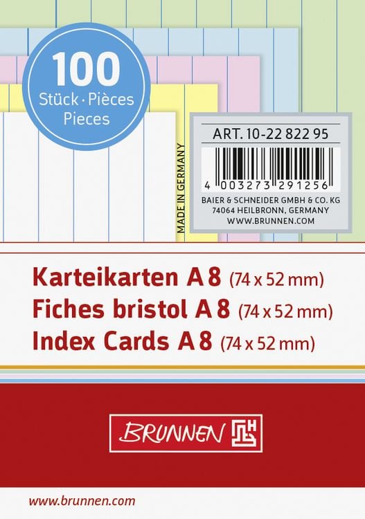 Produktbild: Brunnen Karteikarten A8 lin sort 100St