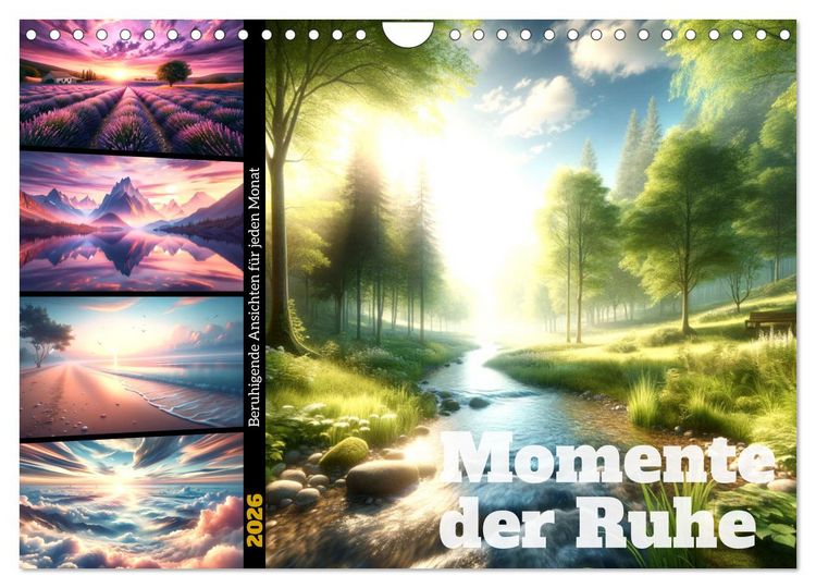 Produktbild: Momente der Ruhe - Beruhigende Ansichten f&uuml;r jeden Monat (Wandkalender 2026 DIN A4 quer), CALVENDO Monatskalender