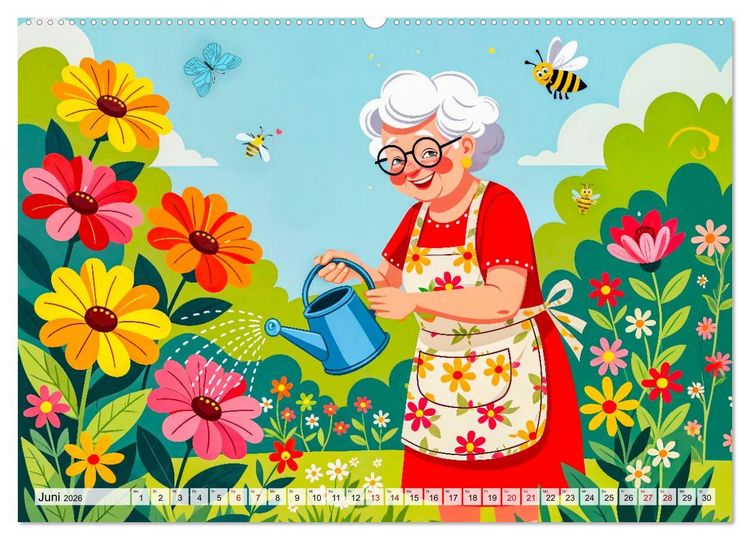 Produktbild: Oma rockt den Ruhestand - Lustiger Frauenkalender mit Humor (Wandkalender 2026 DIN A2 quer), CALVENDO Monatskalender