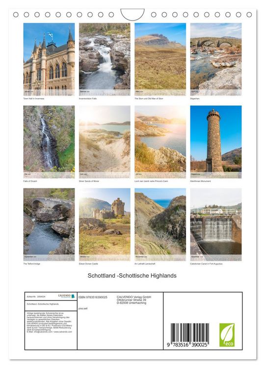 Produktbild: Schottland -Schottische Highlands (Wandkalender 2026 DIN A4 hoch), CALVENDO Monatskalender