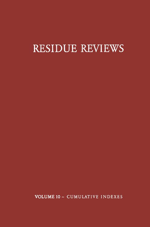 Produktbild: Residue Reviews / R&uuml;ckstands-Berichte