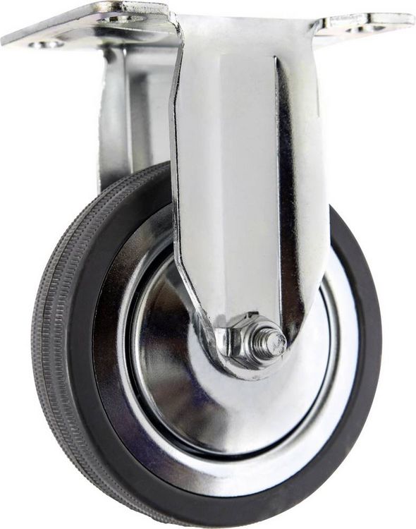 Produktbild: TOOLCRAFT TO-5137932 Bockrolle mit Anschraubplatte 100mm Gummi Tragf&auml;higkeit (max.): 80kg