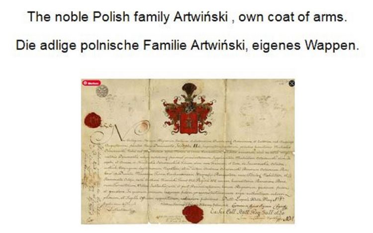 Produktbild: The noble Polish family Artwinski. Die adlige polnische Familie Artwinski.