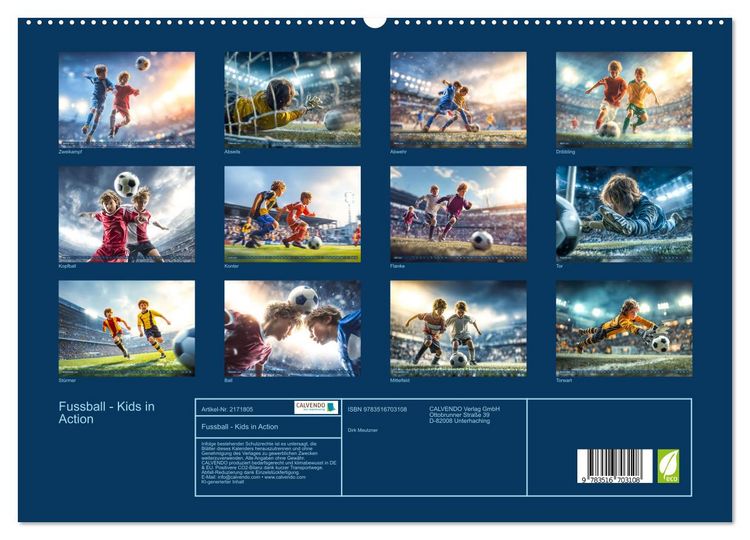 Produktbild: Fussball - Kids in Action (hochwertiger Premium Wandkalender 2026 DIN A2 quer), Kunstdruck in Hochglanz