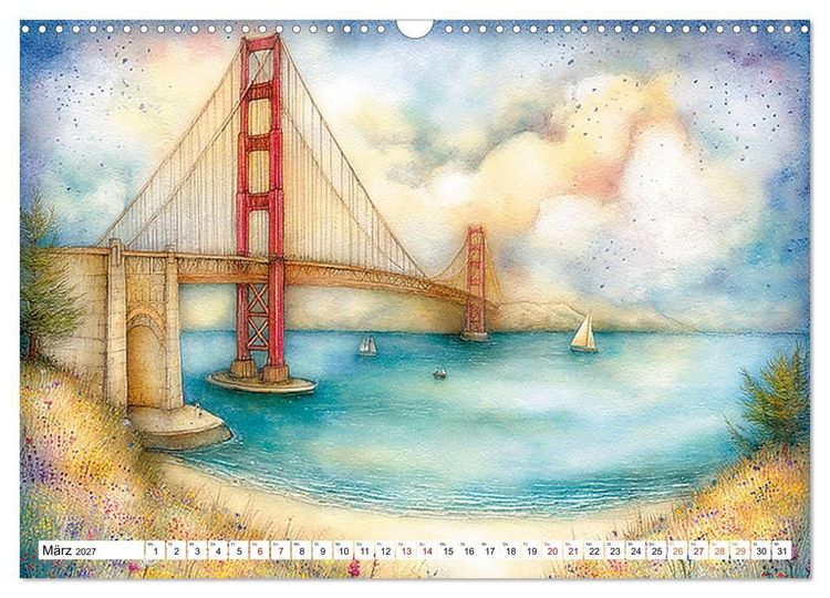 Produktbild: Die Golden Gate Bridge - Ikone am Pazifik (Wandkalender 2027 DIN A3 quer), CALVENDO Monatskalender