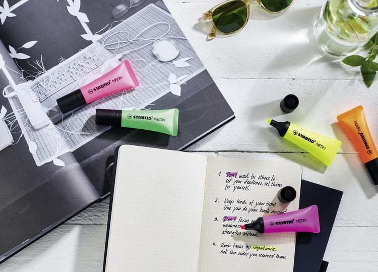 Produktbild: STABILO Textmarker -   NEON - 4er Pack - gelb, gr&uuml;n, pink, orange