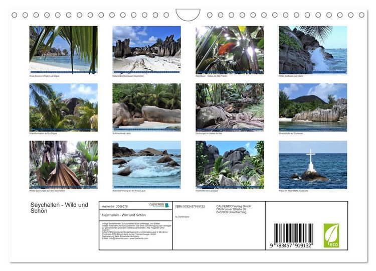 Produktbild: Seychellen - Wild und Sch&ouml;n (Wandkalender 2026 DIN A4 quer), CALVENDO Monatskalender