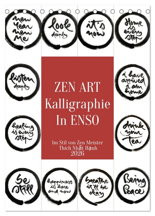 Produktbild: Zen Art Kalligraphie inspiriert von Zen-Meister Th&iacute;ch Nhất Hạnh (Tischkalender 2026 DIN A5 hoch), CALVENDO Monatskalender