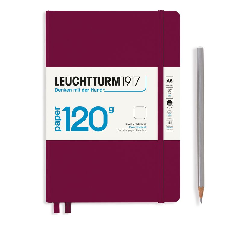 Produktbild: LEUCHTTURM1917 Notizbuch Medium (A5), EDITION 120, Hardcover, 203 nummeriete Seiten, Port Red, blanko