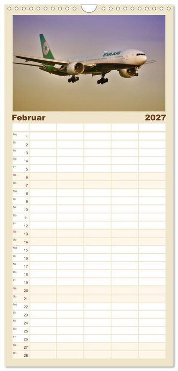 Produktbild: Familienplaner 2027 - Flugzeuge auf Europas Flugh&auml;fen mit 5 Spalten (Wandkalender, 21 x 45 cm) CALVENDO