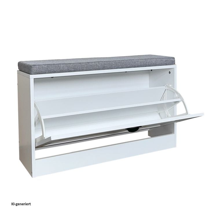 Produktbild: HTI-Living Schuhschrank Thekla 1 Klappe 80 cm Wei&szlig; mit Sitzkissen