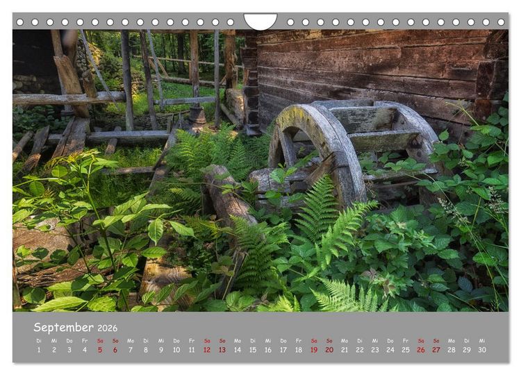 Produktbild: Historische M&uuml;hlen - R&auml;der und Fl&uuml;gel der Vergangenheit (Wandkalender 2026 DIN A4 quer), CALVENDO Monatskalender