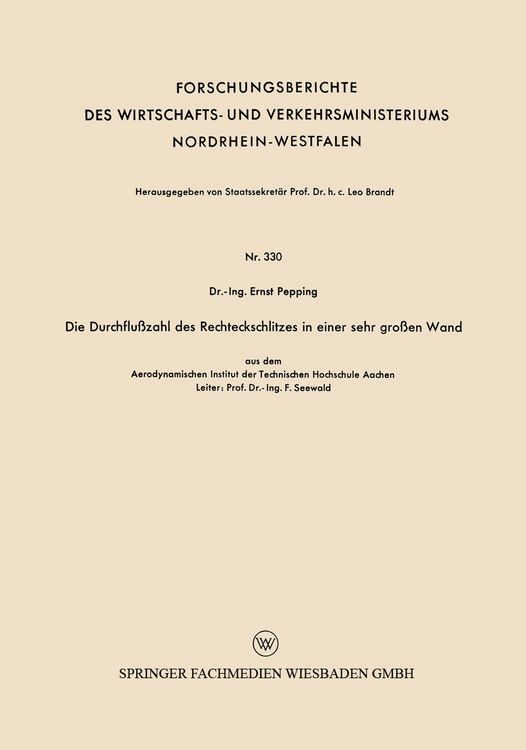 Produktbild: Die Durchflu&szlig;zahl des Rechteckschlitzes in einer sehr gro&szlig;en Wand