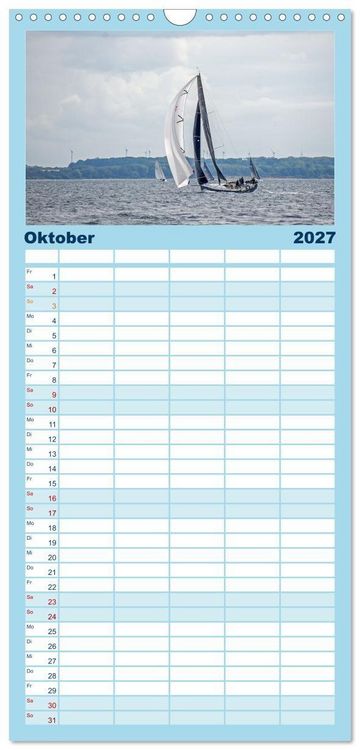 Produktbild: Familienplaner 2027 - Segelboote - Eleganz in Vollendung mit 5 Spalten (Wandkalender, 21 x 45 cm) CALVENDO