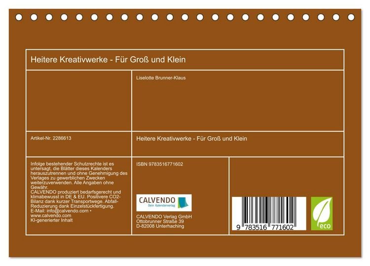 Produktbild: Heitere Kreativwerke - F&uuml;r Gro&szlig; und Klein (Tischkalender 2027 DIN A5 quer), CALVENDO Monatskalender