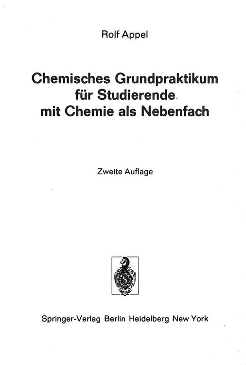 Produktbild: Chemisches Grundpraktikum f&uuml;r Studierende mit Chemie als Nebenfach