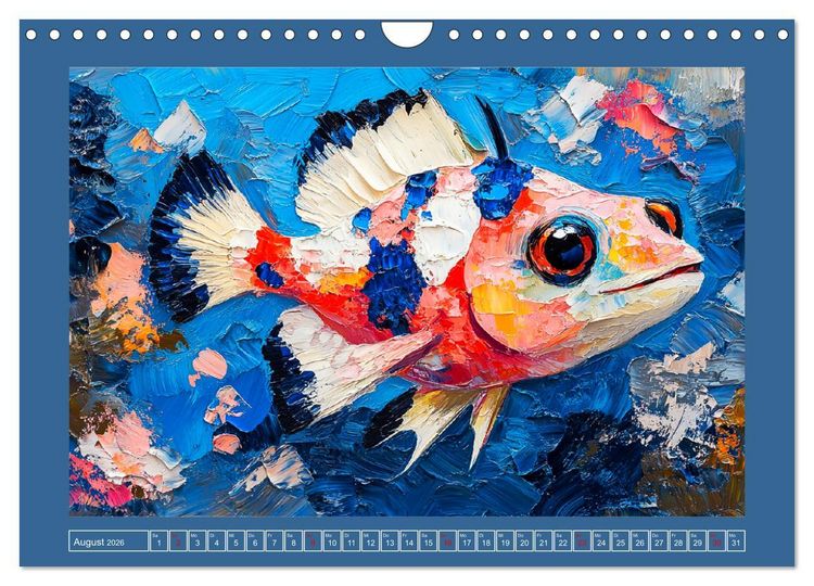 Produktbild: Bunte Fische im &Ouml;lgem&auml;lde-Stil. Zuhause in den Meerestiefen (Wandkalender 2026 DIN A4 quer), CALVENDO Monatskalender